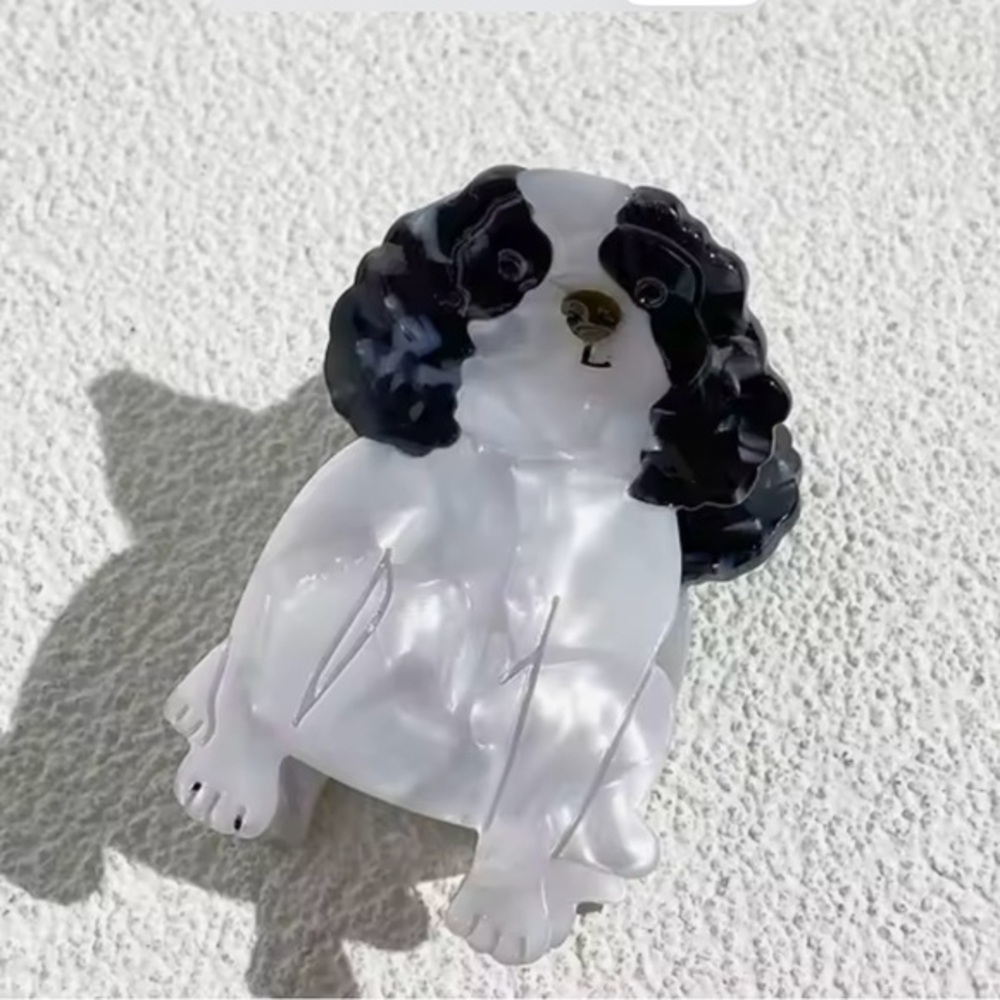 Black and White Dog hair clip teen, woman new